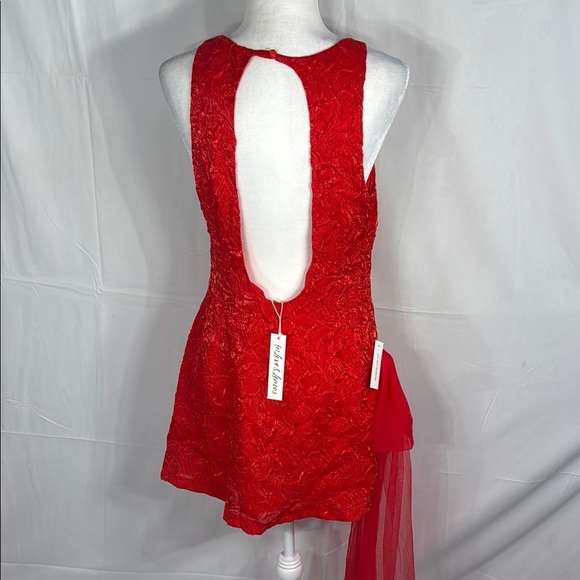 For Love & Lemons Red Textured Mini Dress M Bow - Picture 10 of 11